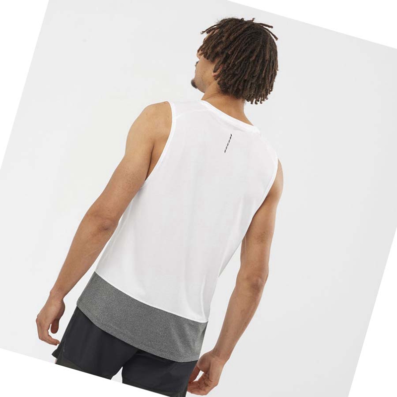 White Salomon CROSS RUN Men's T Shirts | KRIPLAT-68