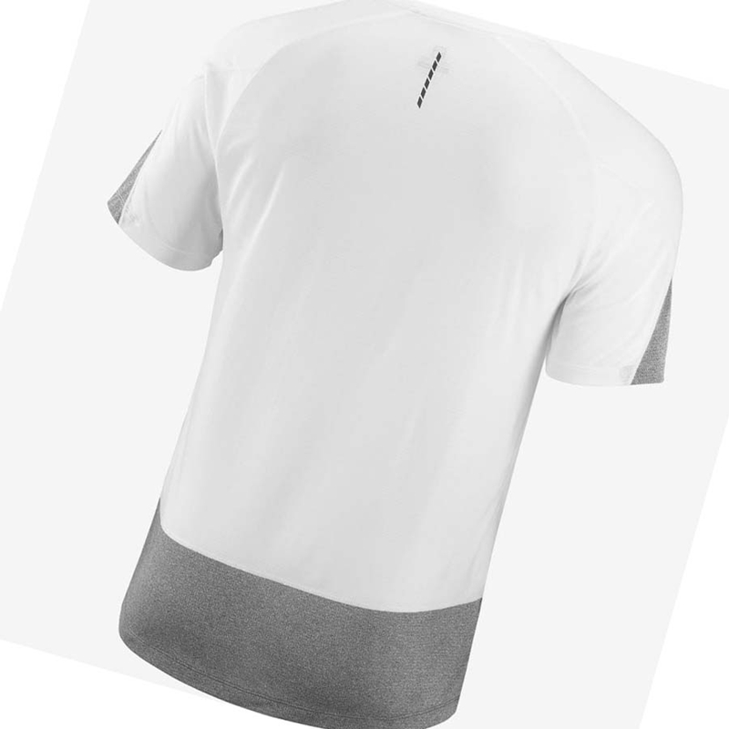 White Salomon CROSS RUN Men's T Shirts | ZISDVUE-81