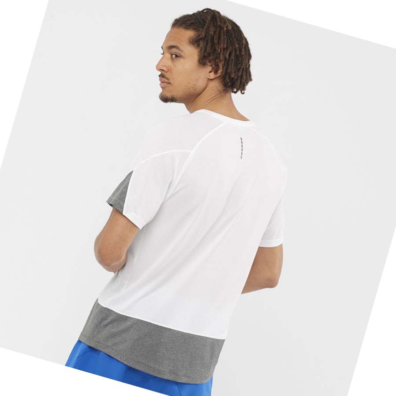 White Salomon CROSS RUN Men's T Shirts | ZISDVUE-81