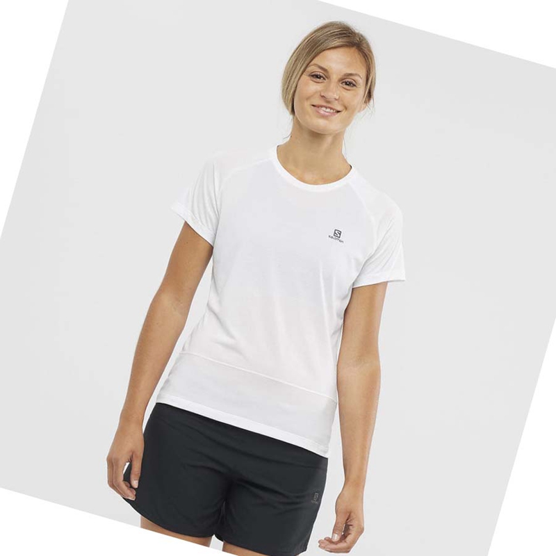 White Salomon CROSS RUN Women's T Shirts | IXBEZUL-73