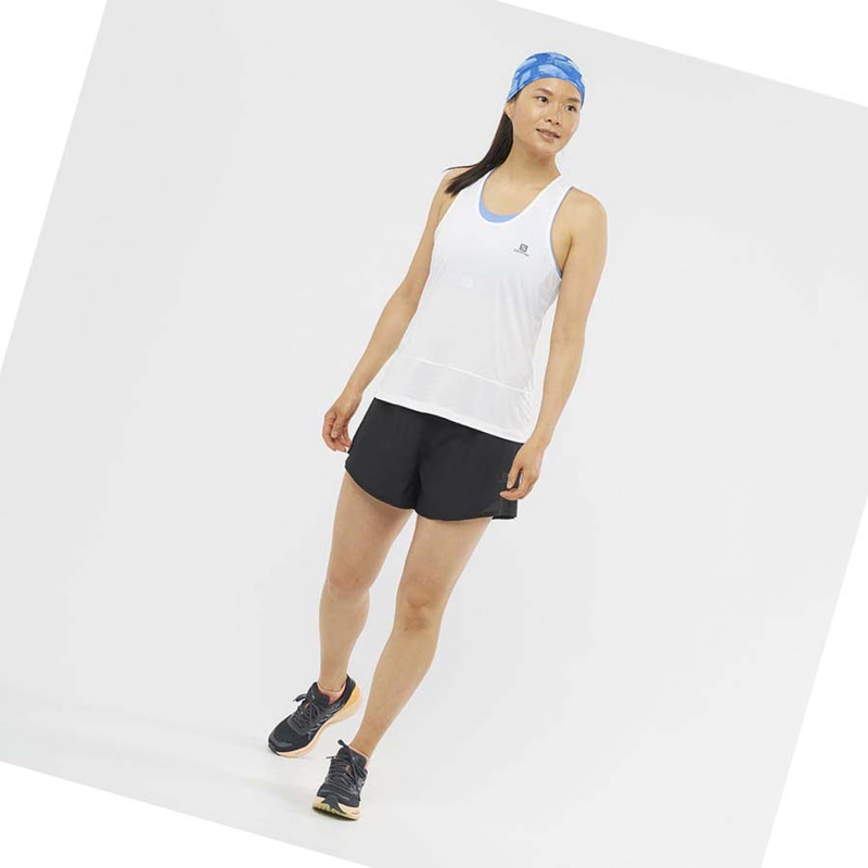 White Salomon CROSS RUN Women's T Shirts | XEDUOYZ-73