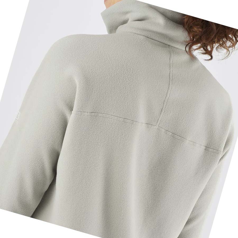 White Salomon ESSENTIAL COSY FLEECE Women's Hoodie | LKBGIOP-34