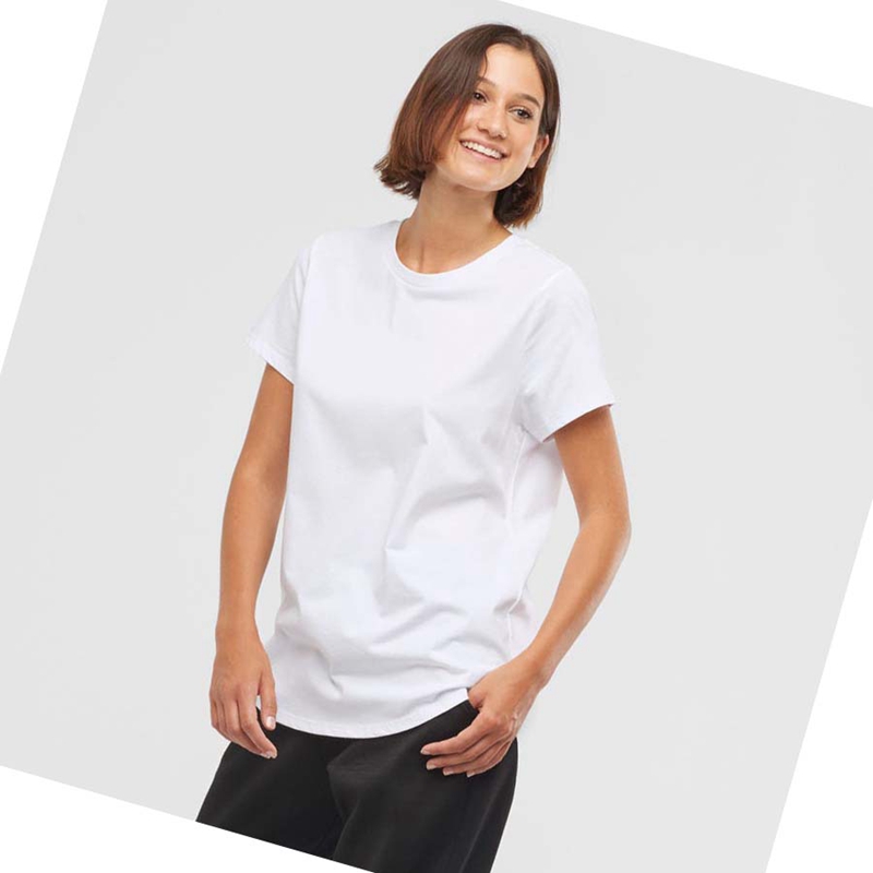 White Salomon OUTLIFE SCOOP HEM TEE W Women's T Shirts | XDJSHCV-96