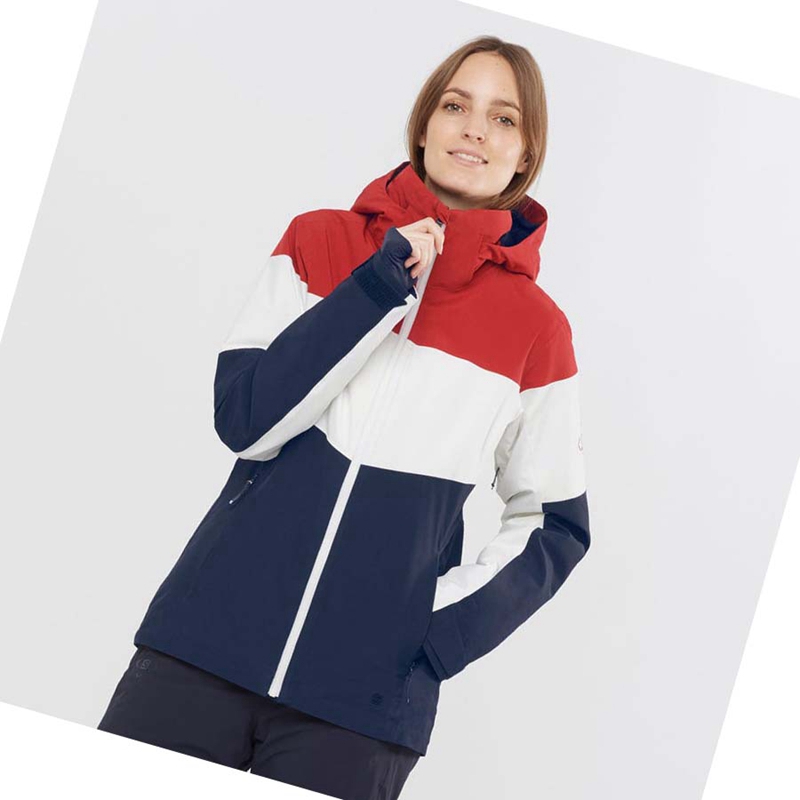 White Salomon SLALOM Women's Ski Jackets | LJKBXAD-60