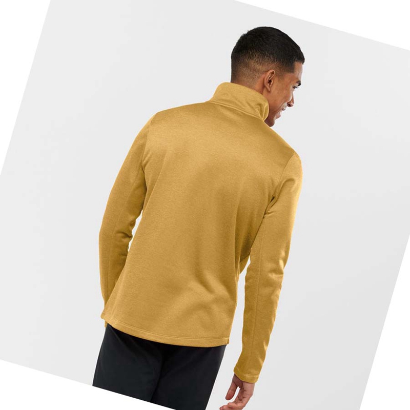 Yellow Salomon ESSENTIAL LIGHTWARM HEATHER Men's Hoodie | DGXKUZC-47