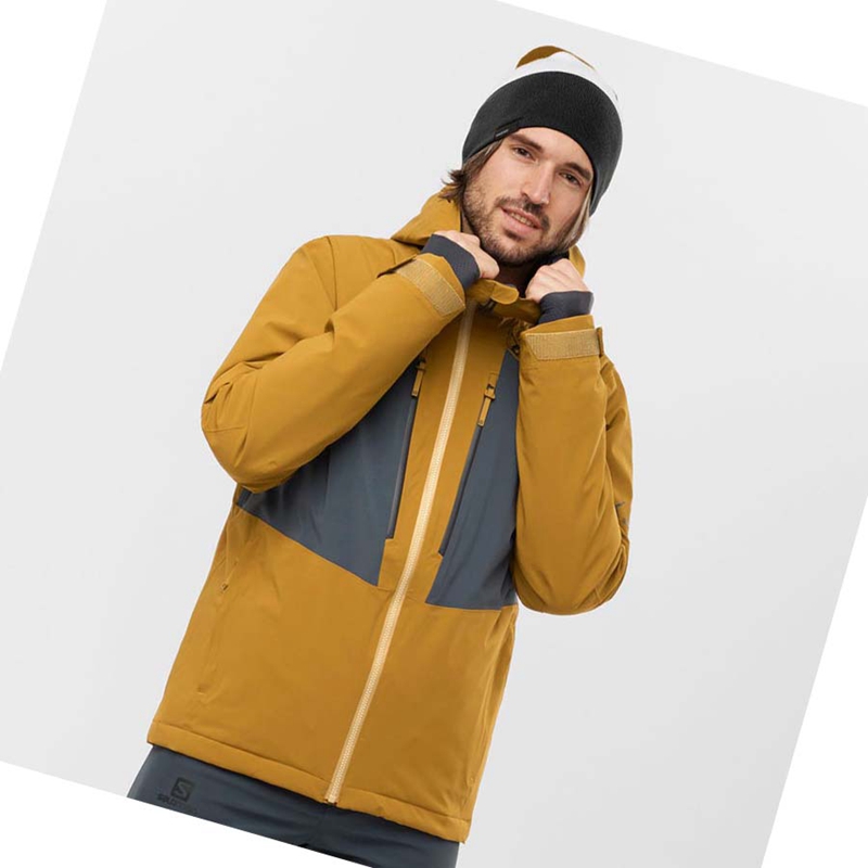 Yellow Salomon HIGHLAND Ski Men's Ski Jackets | XMZRVFN-24