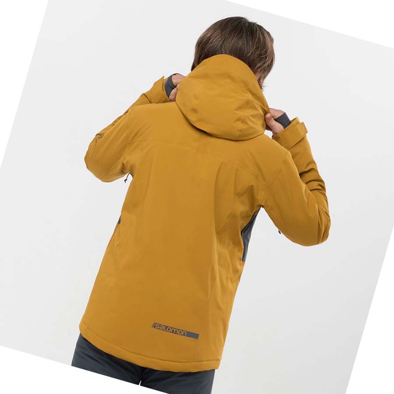 Yellow Salomon HIGHLAND Ski Men's Ski Jackets | XMZRVFN-24