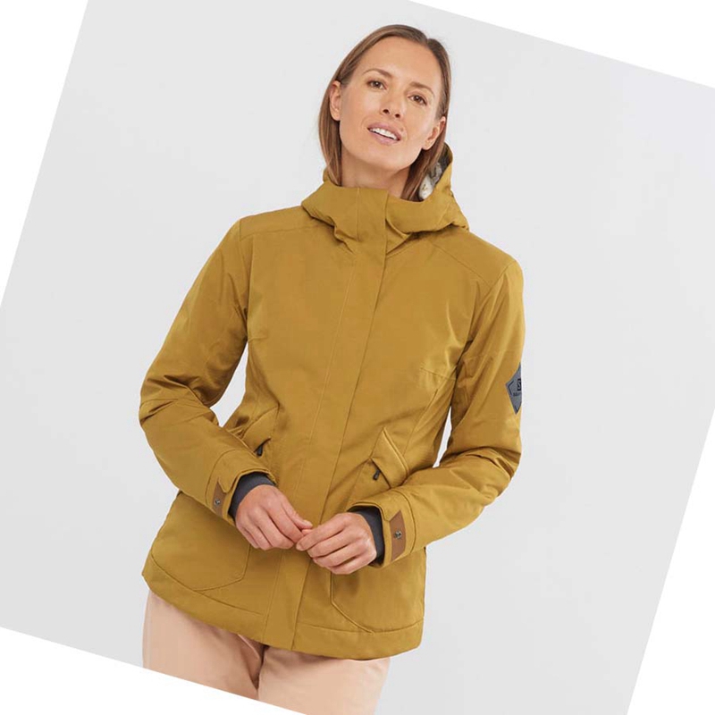 Yellow Salomon SNOW REBEL Women's Ski Jackets | LKRUFCO-40