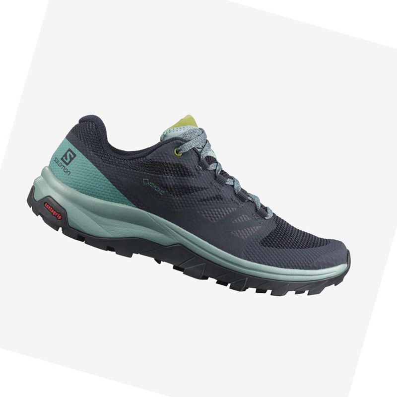 Black / Green Salomon WoOUTLINE GORE-TEX Women's Hiking Shoes | BXYGIWC-95