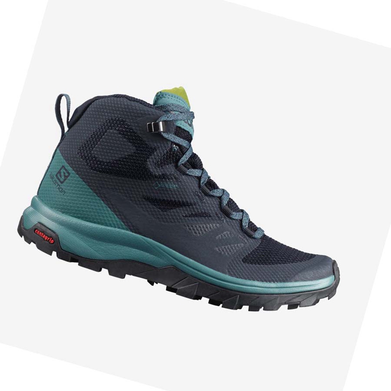 Black / Green Salomon WoOUTLINE MID GORE-TEX Women's Hiking Shoes | RVEXCOB-15