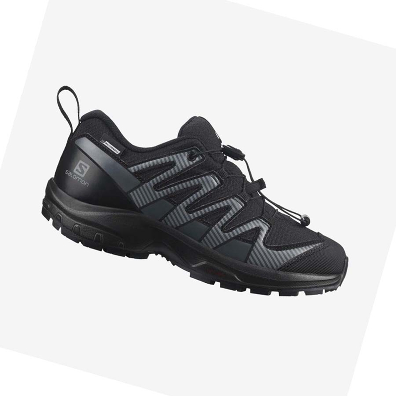 Black Salomon XA PRO V8 CLIMASALOMON™ WATERPROOF Kids' Hiking Shoes | FWAUTQR-48