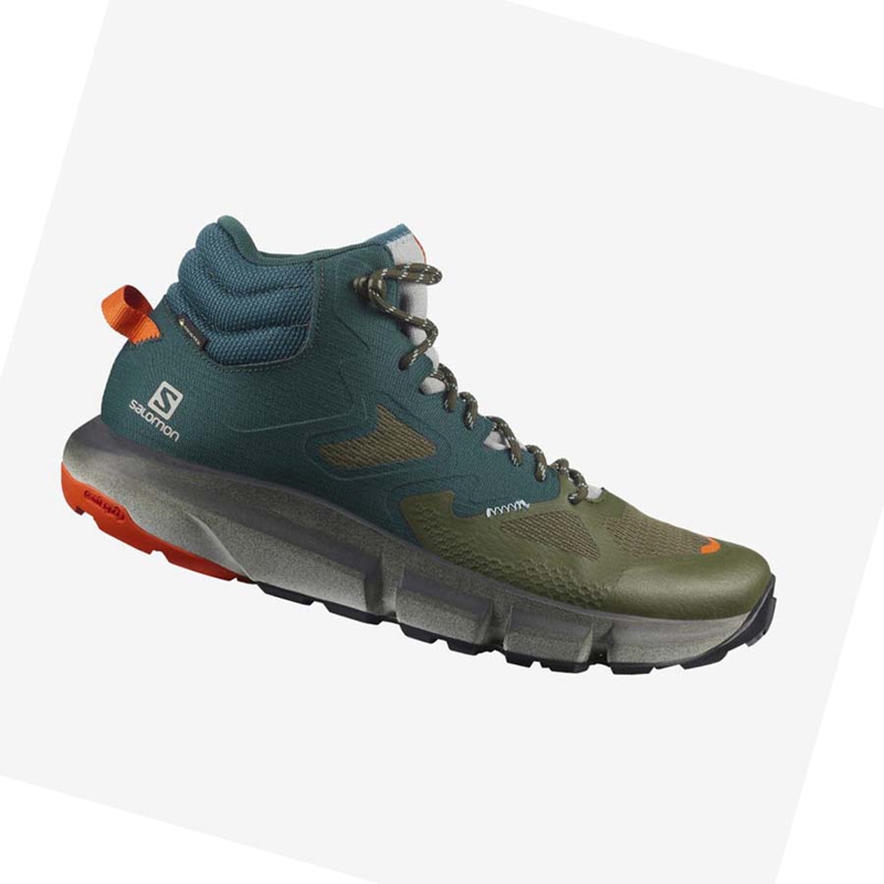 Deep Green / Olive Salomon PREDICT HIKE MID GORE-TEX Men's Hiking Shoes | PXRQGNW-14