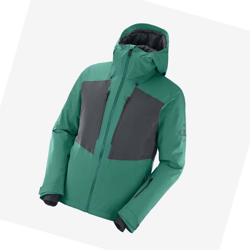 Green Salomon HIGHLAND Ski Men's Ski Jackets | RTMPIAY-08