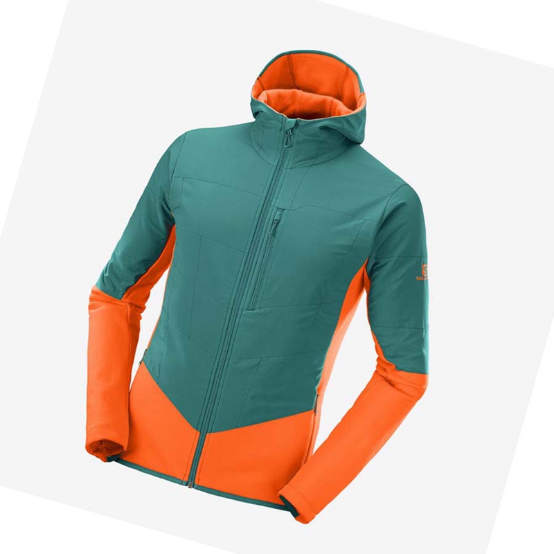 Green Salomon OUTLINE WARM HYBRID Men's Hoodie | JMWPOSX-63