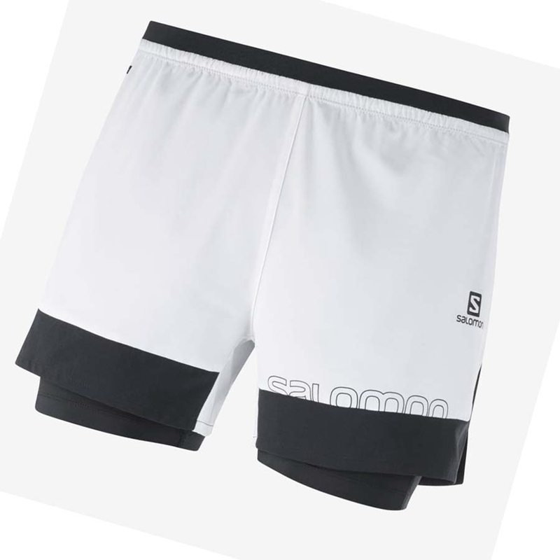 White Salomon CROSS 2IN1 Men's Shorts | OZVCHRS-19