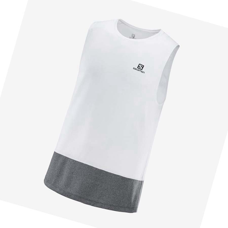 White Salomon CROSS RUN Men's T Shirts | KRIPLAT-68