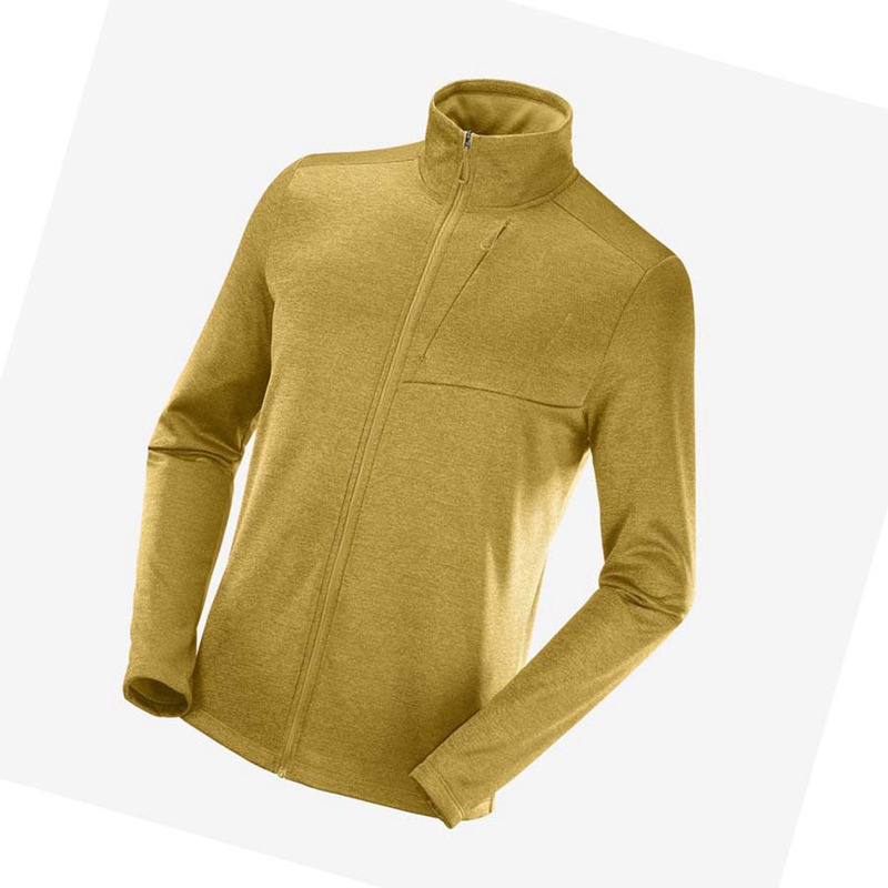 Yellow Salomon ESSENTIAL LIGHTWARM HEATHER Men's Hoodie | DGXKUZC-47